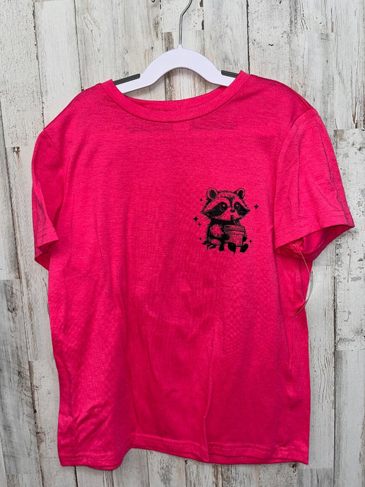 HOT PINK SHEIN RACOON TEE, GIRLS 11
