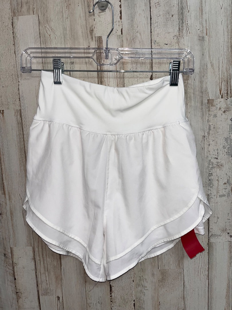 WHITE SANTINY DRY FIT FLUTTER SHORTS, LADIES XS