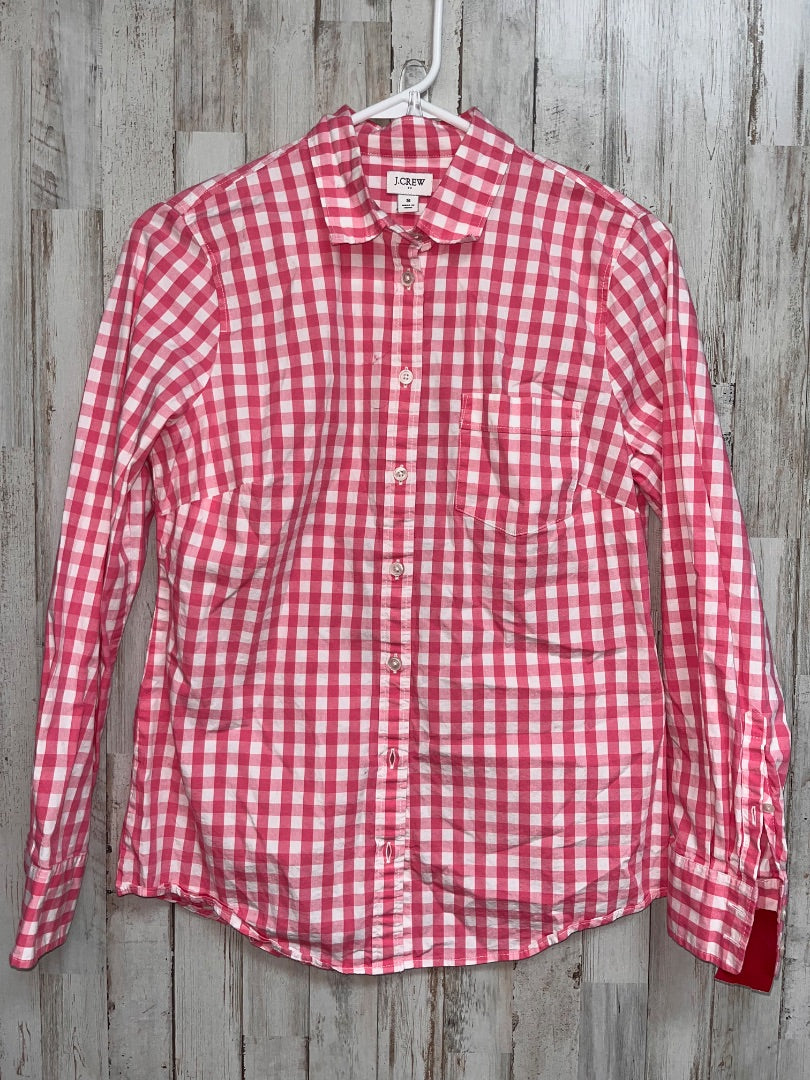 PINK J CREW GINGHAM BUTTON UP, LADIES S