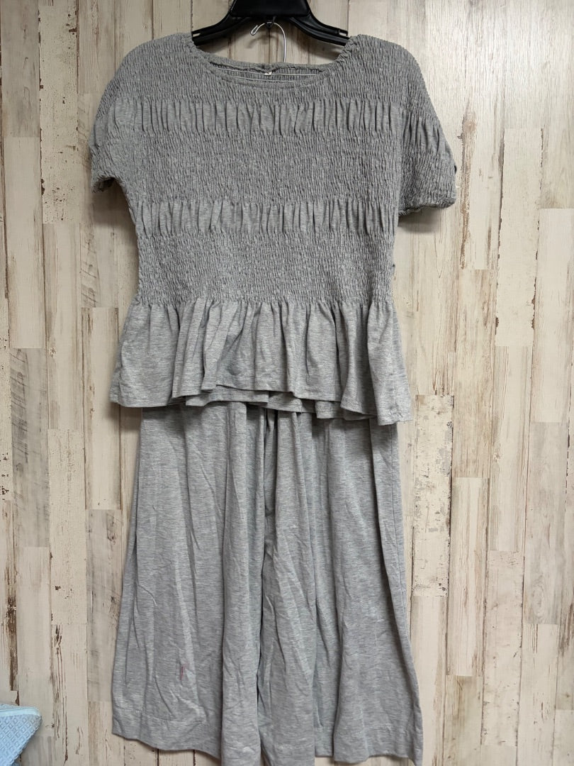 GREY  SMOCKED 2PC SET, LADIES S