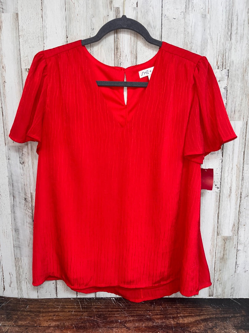 RED SHE + SKY STRIPE SATIN FLOWY SLEEVE BLOUSE, LADIES S