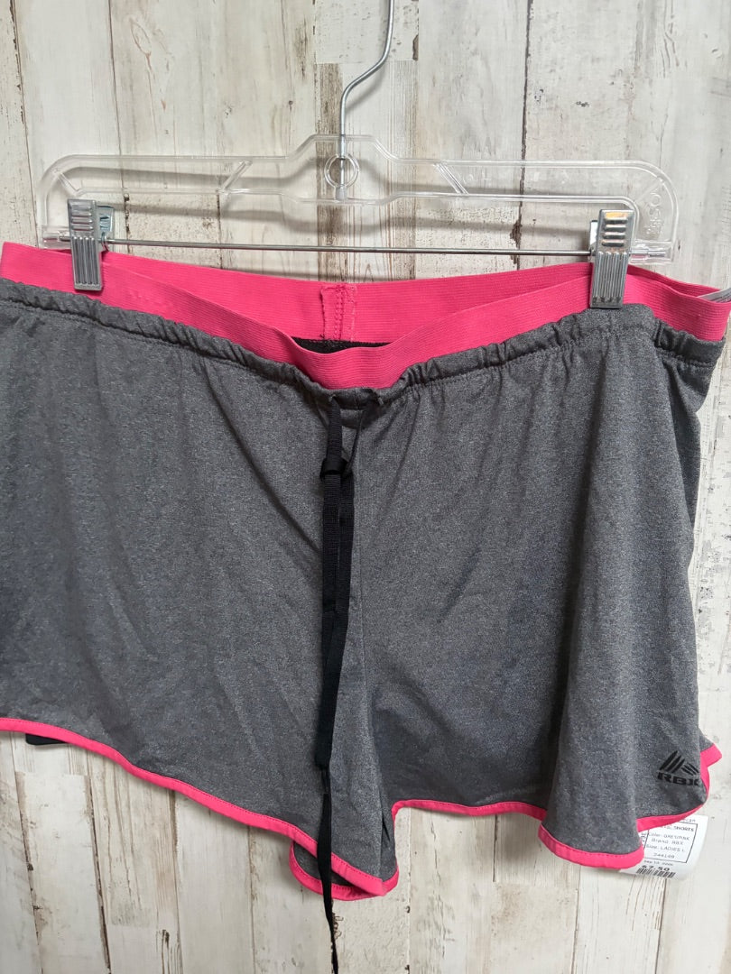 GREY/PINK RBX ATHLETIC SHORTS, LADIES L
