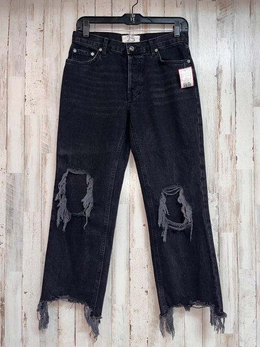 BLACK FREE PEOPLE SZ 25 DISTRESSED JEANS, LADIES S