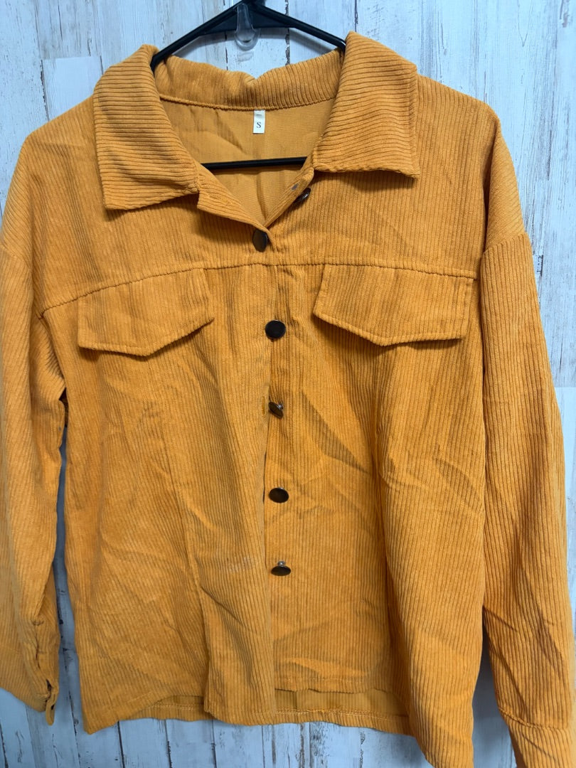 MUSTARD  RIBBED BUTTON COAT, LADIES S