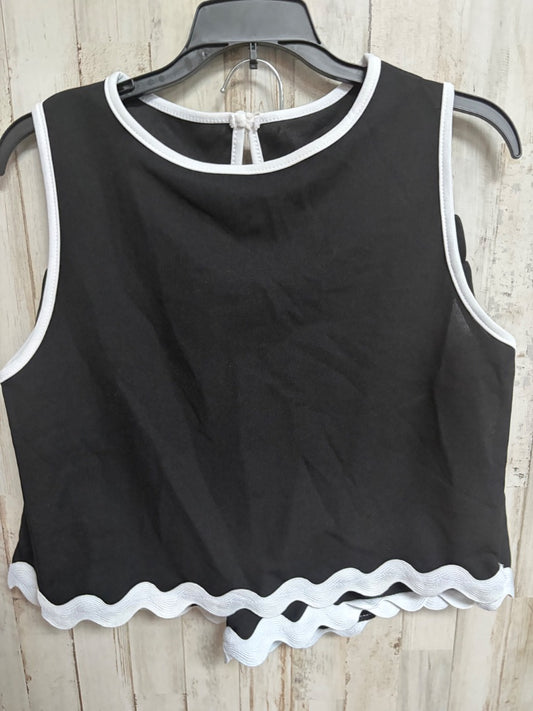 BLACK/WHITE  SCALLOP TRIM 2PC SET, LADIES M