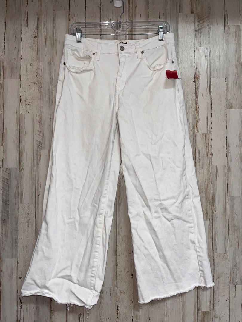 WHITE EDITED SZ 8 WIDE LEG CROP JEANS, LADIES M