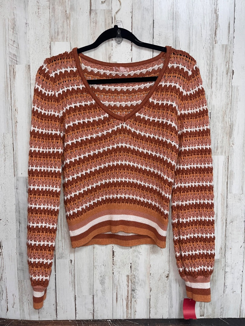 BROWN LOVE COLETTE STRIPE KNIT SWEATER, LADIES L
