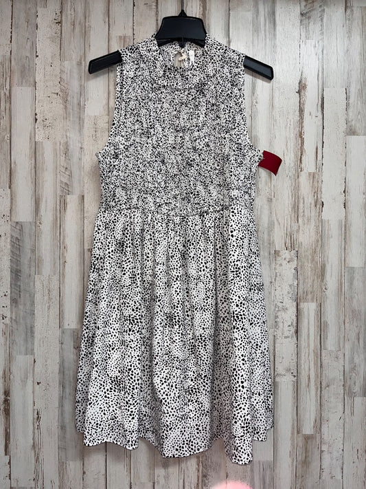 WHITE/BLACK GLAM NEW SMOCKED SPOTTED DRESS, LADIES L
