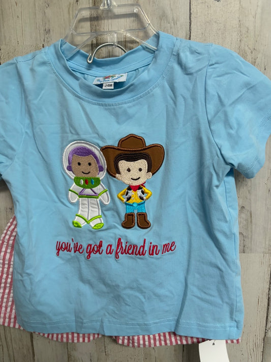 BLUE/RED BUSY BEE SMOCKS TOY STORY 2PC SET, BOYS 24M