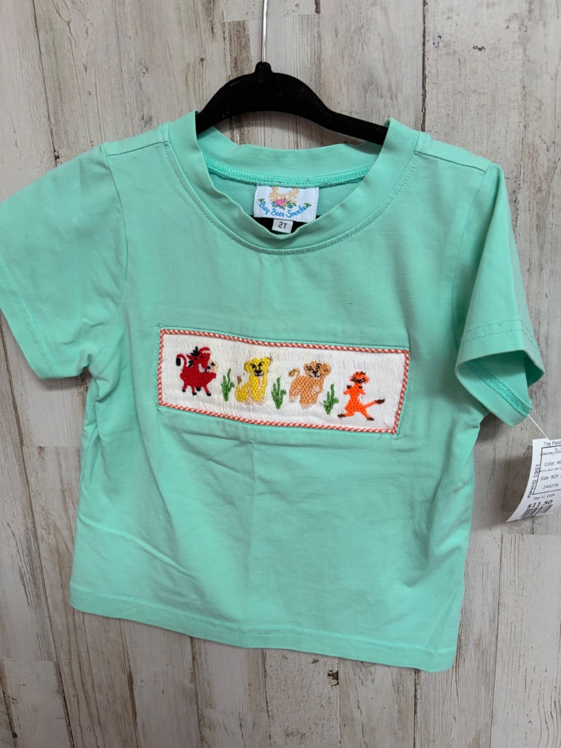 MINT BUSY BEE SMOCKS LION KING SMOCKED TEE, BOY 2T