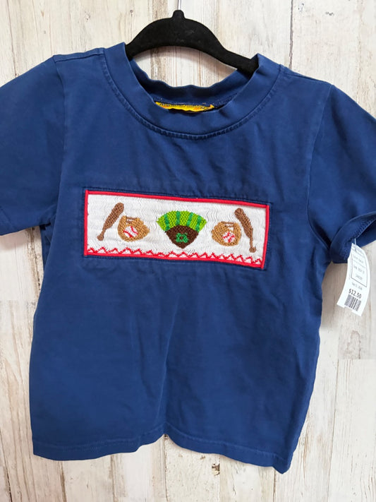 NAVY FIVE LITTLE MONKEYS BASEBALL SMOCKED TEE, BOY 2T