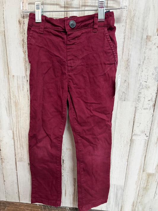 MAROON CHILDRENS PLACE BUTTON PANTS, BOY 5T
