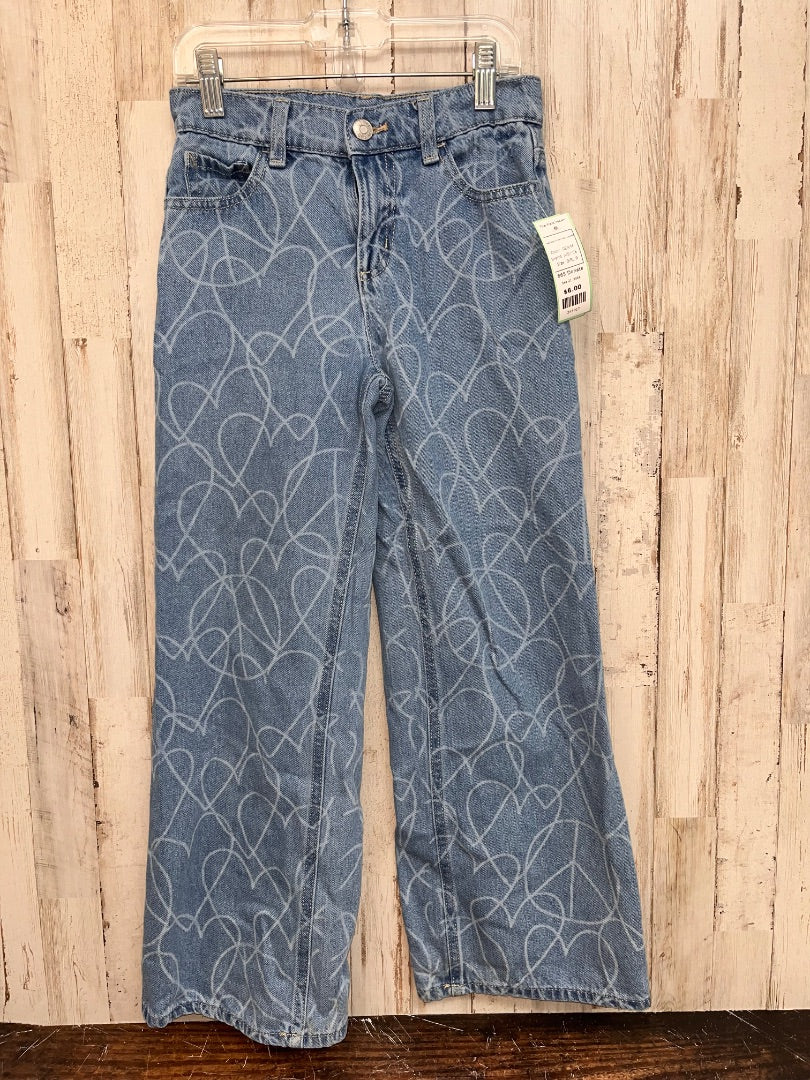 DENIM JUSTICE HEART/PEACE PRINT WIDE LEG JEANS, GIRL 8