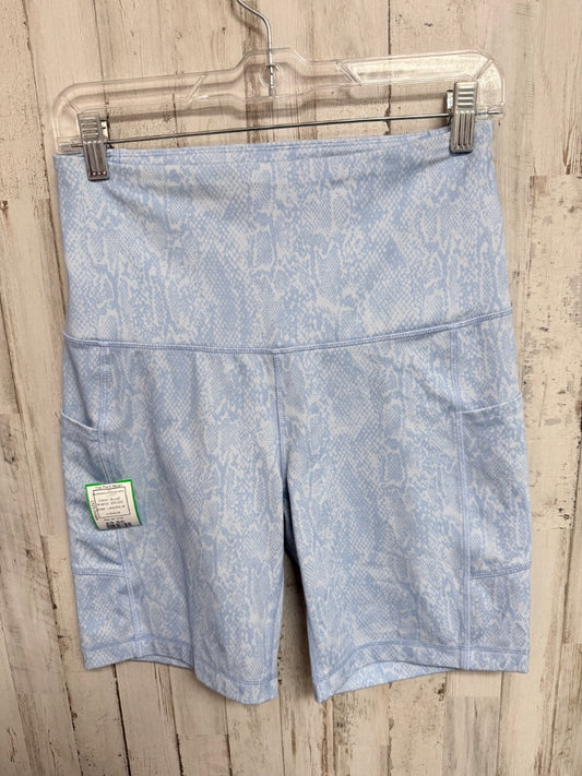 BLUE ZELOS SNAKESKIN BIKER SHORTS, LADIES M