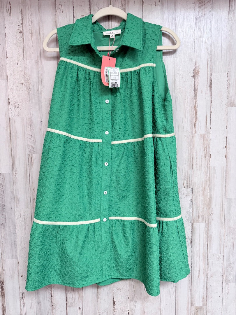 GREEN AIBLEE TEXTURED BUTTON DRESS, LADIES M