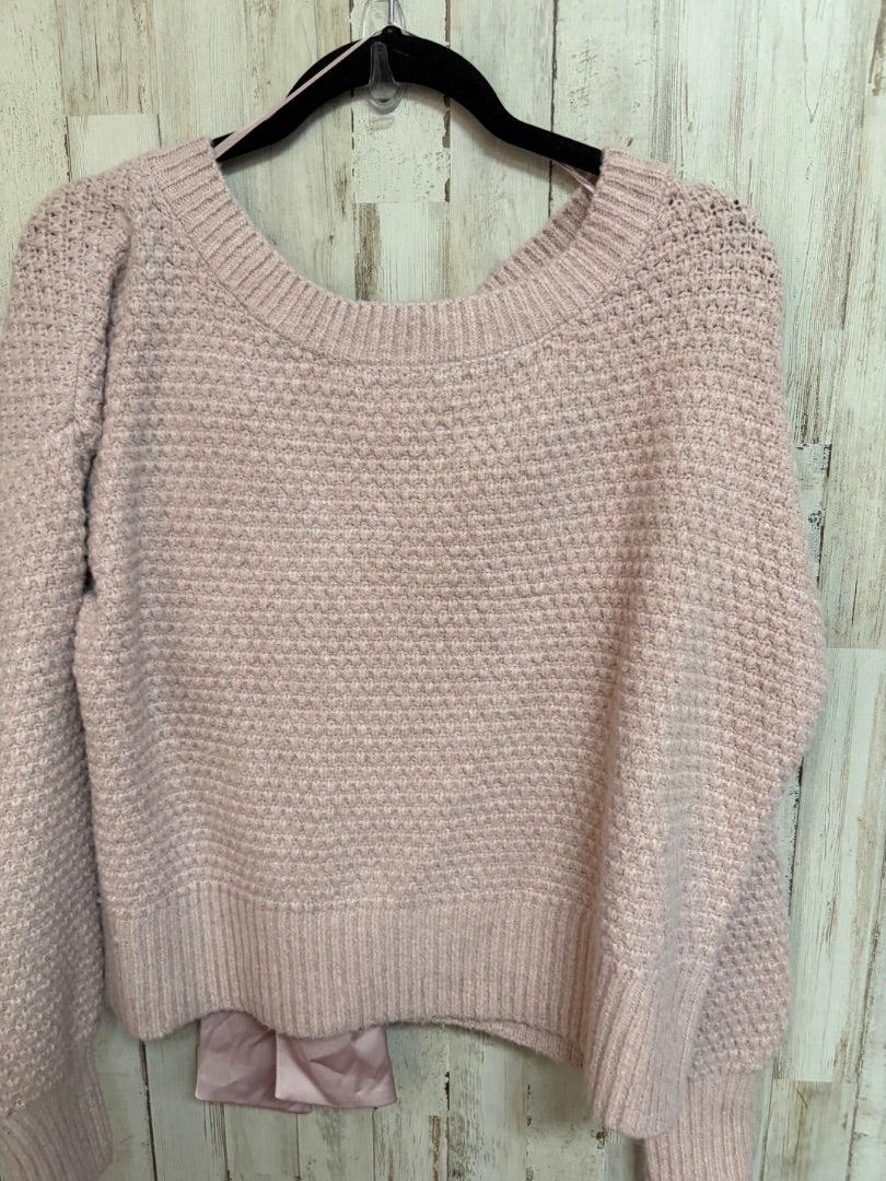 BLUSH PINK ROSE KNIT TIE BACK SWEATER, LADIES XS