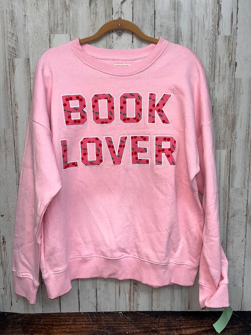 PINK RECYCLE THREADS BOOK LOVER SWEATSHIRT, LADIES L