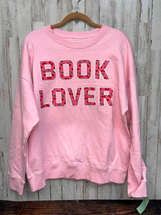 PINK RECYCLE THREADS BOOK LOVER SWEATSHIRT, LADIES L