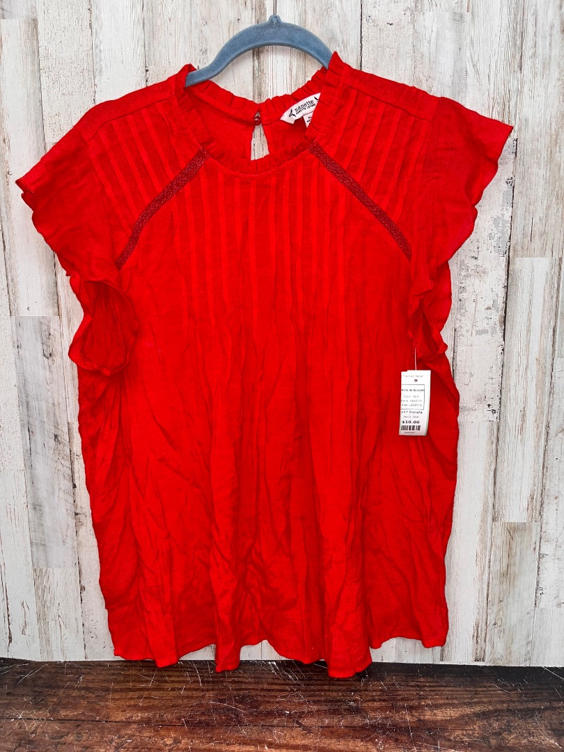RED NANETTE MUSLIN BLOUSE, LADIES XL