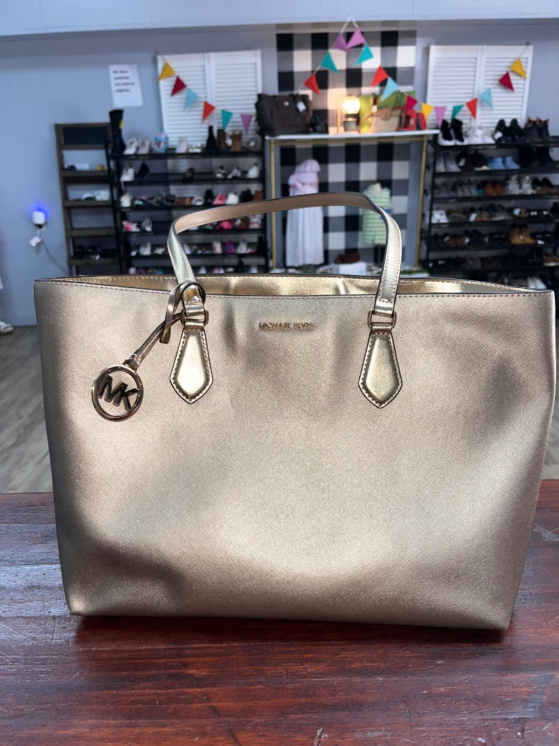 GOLD MICHAEL KORS LARGE LEATHER TOTE