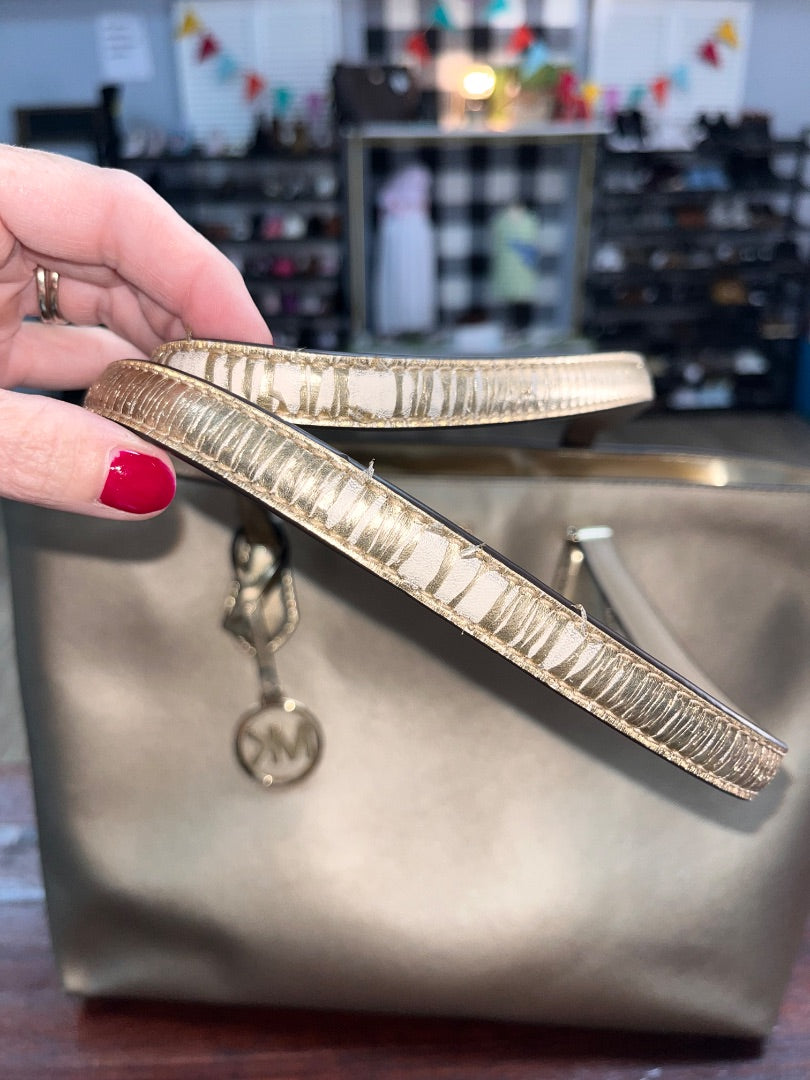 GOLD MICHAEL KORS LARGE LEATHER TOTE