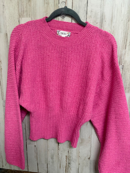 BRIGHT PINK PINK ROSE KNIT SWEATER, LADIES L