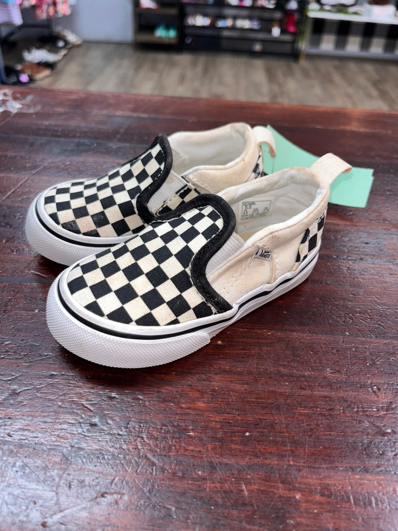 WHITE/BLACK VANS CHECKERED SNEAKERS, SHOES 5