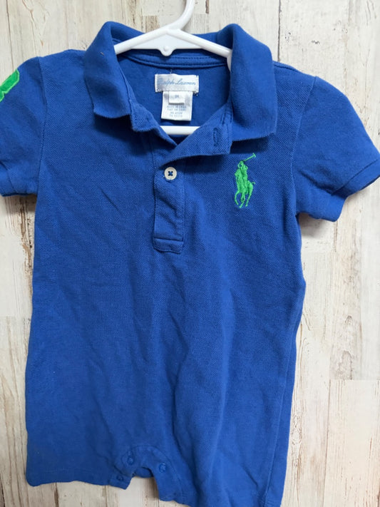 BLUE RALPH LAUREN POLO ROMPER, BOY 9M