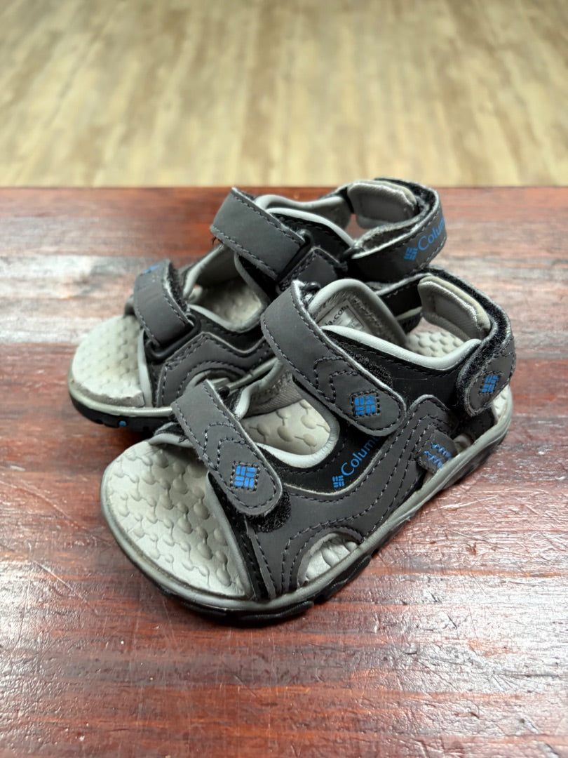 GREY COLUMBIA VELCRO STRAP SANDALS, SHOES 6