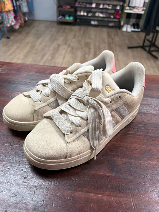 BEIGE ADIDAS GLITTER SUEDE SNEAKERS, SHOES A8