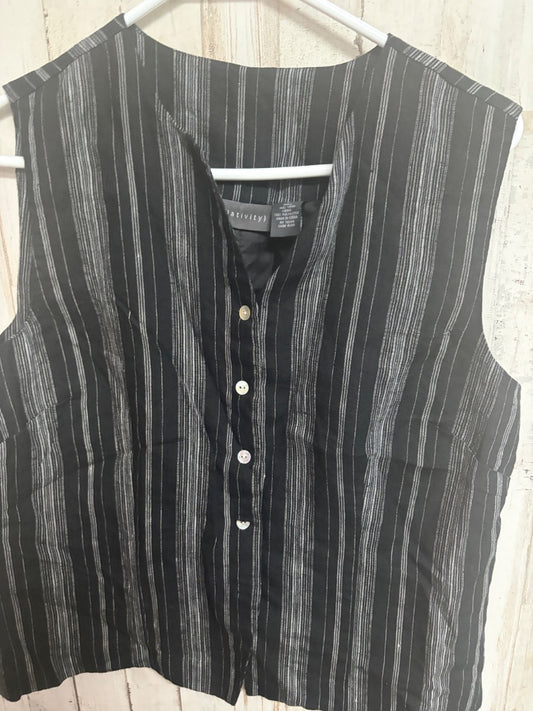 BLACK RELATIVELY STRIPE BUTTON TANK VEST, LADIES L