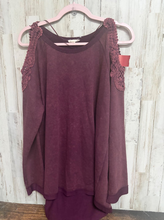 MAROON ODDI COLD SHOULDER SWEATSHIRT, LADIES L