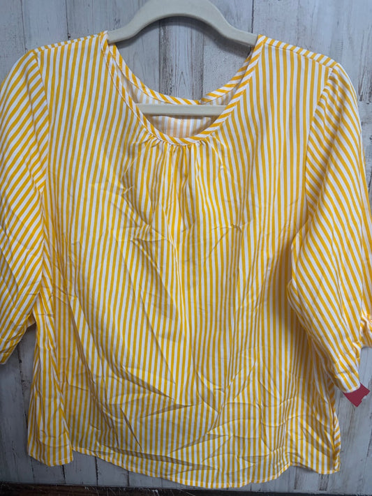 YELLOW/WHITE  STRIPE TOP, LADIES XL
