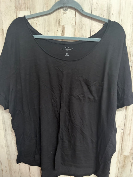 BLACK NEW DIRECTIONS POCKET SCOOP NECK TOP, LADIES 2X