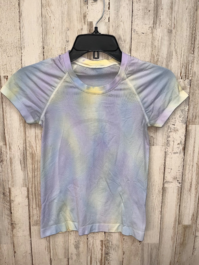 BLUE LULULEMON DYE DRY FIT TECH TEE SZ 2, LADIES XS
