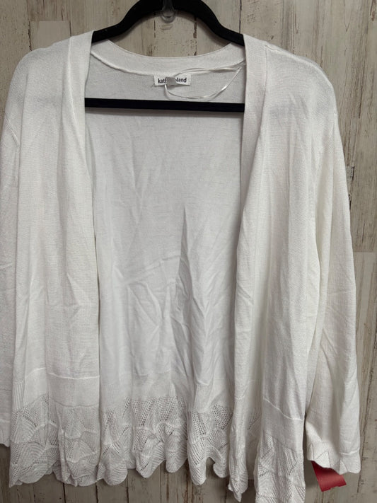WHITE KATHY IRELAND KNIT CARDIGAN, LADIES 2X