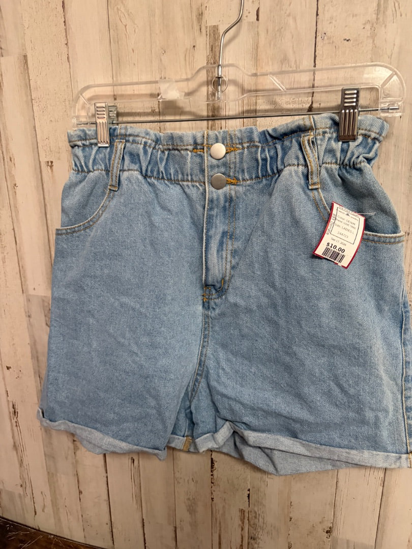 DENIM LOVE TREE HI WAIST CUFF SHORTS, LADIES L
