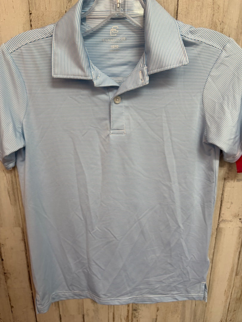 BLUE.WHITE CLASS CLUB STRIPE DRY FIT POLO, BOY 10/12