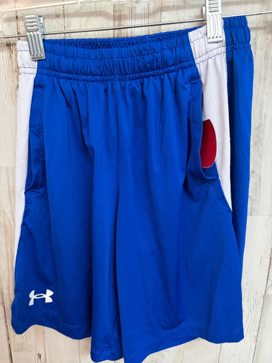 BRIGHT BLUE UNDER ARMOUR LOGO DRY FIT SHORTS, BOY 10/12
