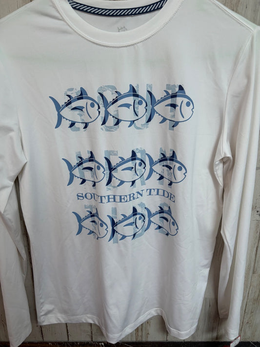 WHITE SOUTHEREN TIDE LOGO DRY FIT LONG SLEEVE, BOY 12/14
