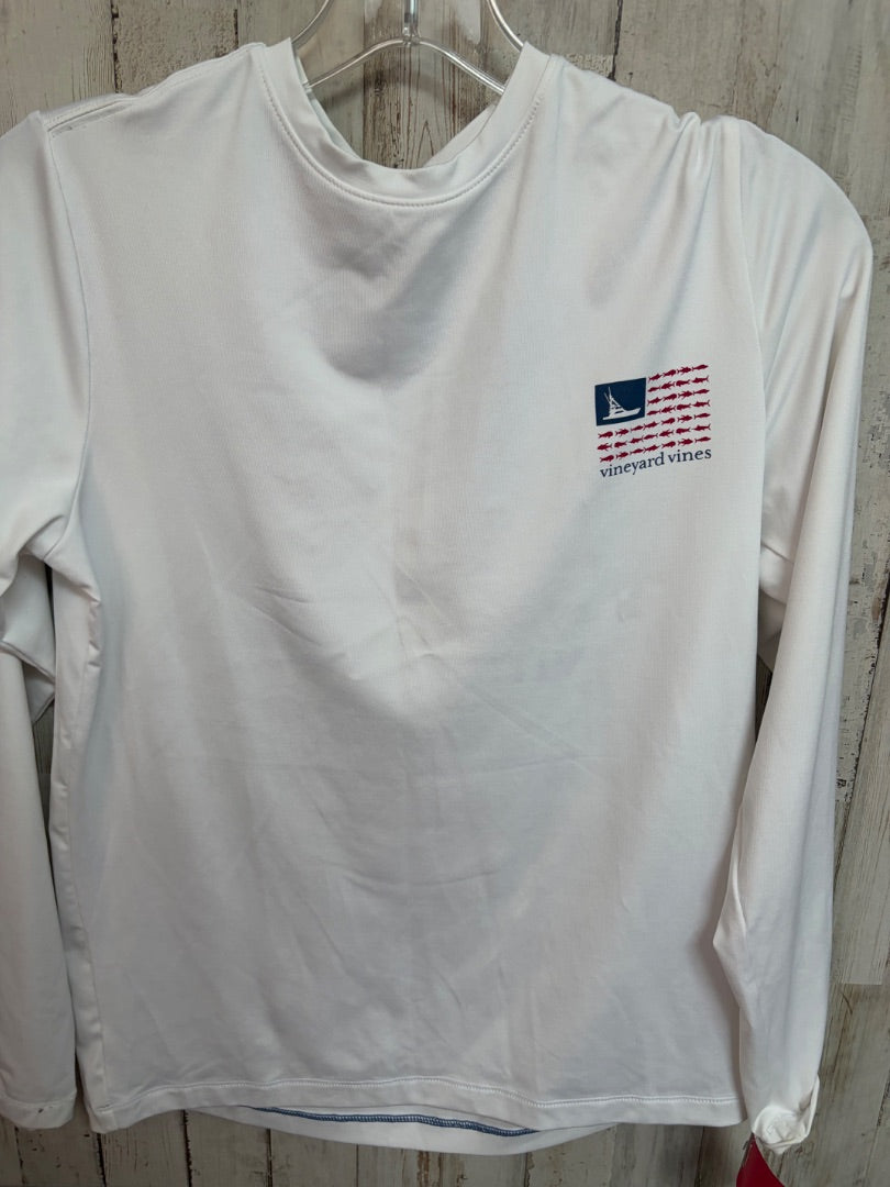 WHITE VINEYARD VINES LOGO FLAG TEE, BOY 12/14