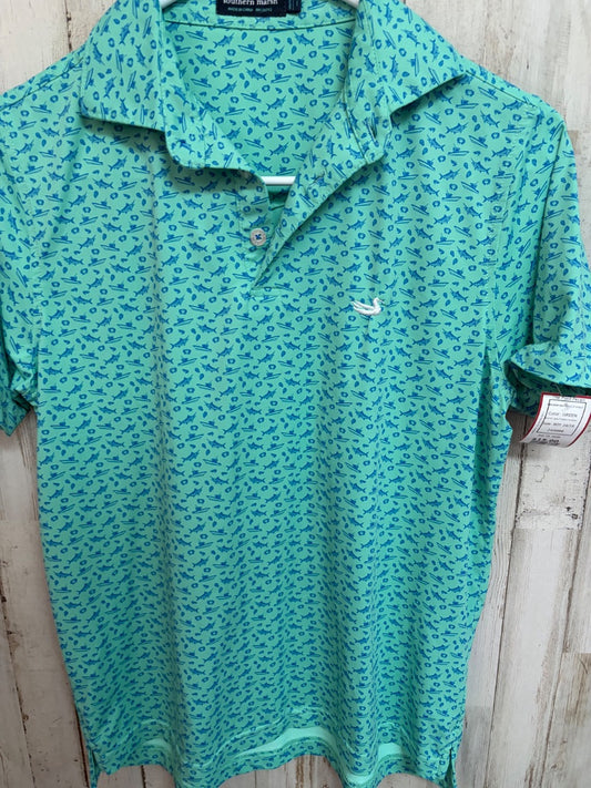 GREEN SOUTHERN MARSH SWORDFISH DRY FIT POLO, BOY 14/16