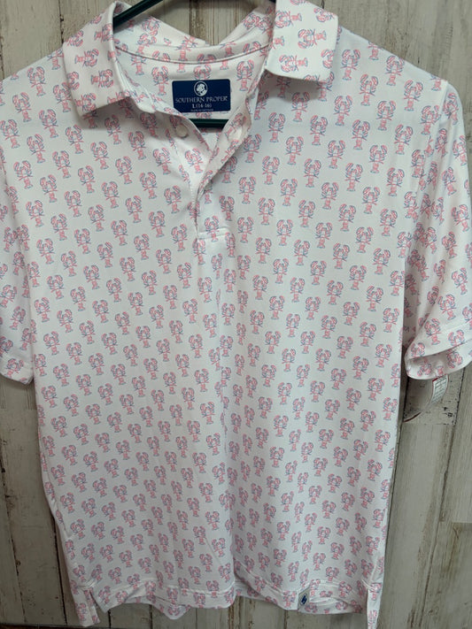 WHITE  CRAWFISH DRY FIT POLO, BOY 14/16