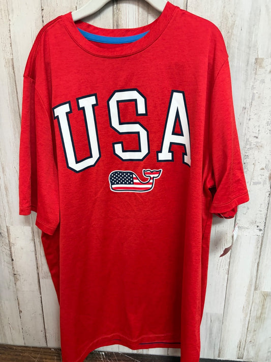 RED VINEYARD VINES USA DRY FIT LOGO TEE, BOY 16