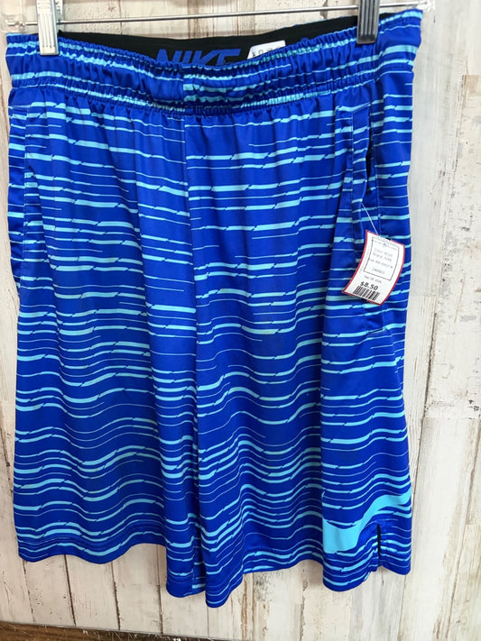 BLUE NIKE STRIPE DRY FIT LOGO SHORTS, BOY ADULT M