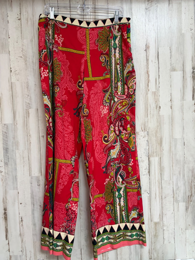 RED EPI PAISLEY PRINT WIDE LEG PANTS SZ 12, LADIES L