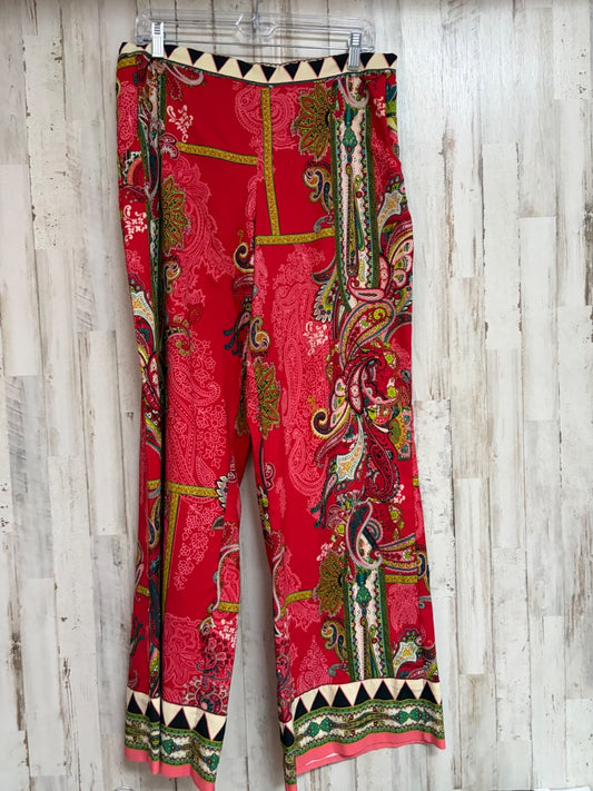 RED EPI PAISLEY PRINT WIDE LEG PANTS SZ 12, LADIES L