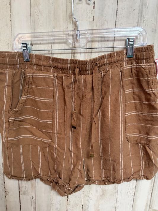 BROWN TIME & TRU LINEN STRIPE SHORTS, LADIES L
