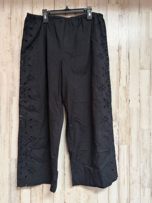 BLACK A NEW DAY EYELIT CUT WIDE LEG PANTS, LADIES L