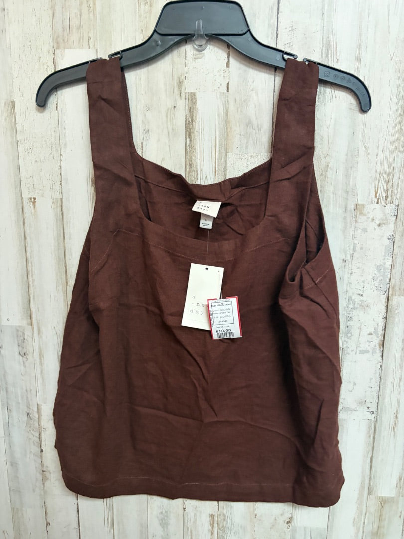 BROWN A NEW DAY NEW LINEN TANK, LADIES L